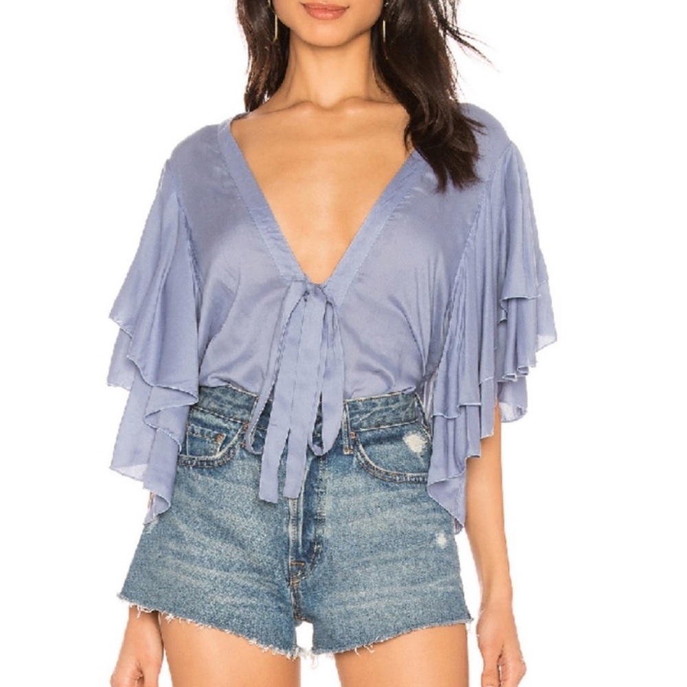 Free People blue ruffle bodysuit